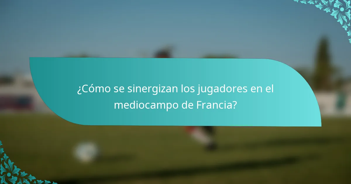 ¿Cómo se sinergizan los jugadores en el mediocampo de Francia?